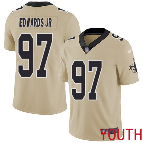 New Orleans Saints Limited Gold Youth Mario Edwards Jr Jersey NFL Football #97 Inverted Legend Jersey